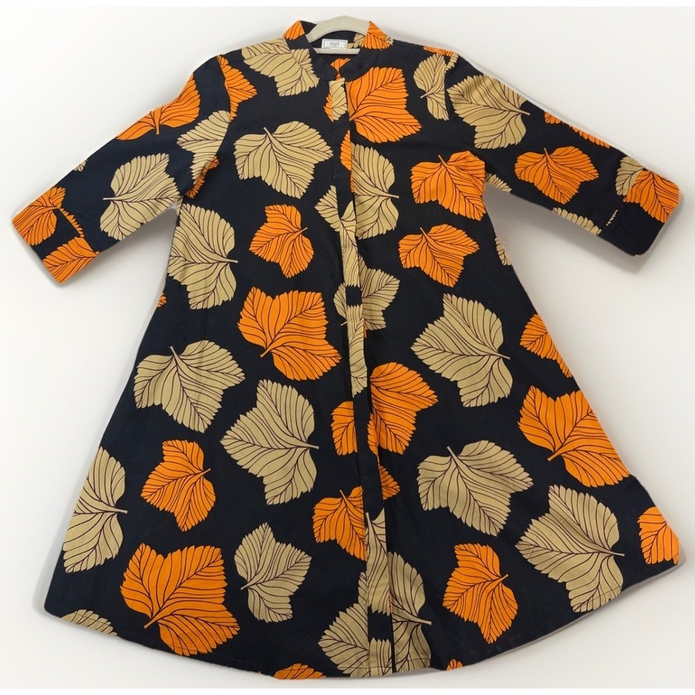Zuri Kenya Sycamore Swing Dress S Fall Leaf Batik 100% Cotton